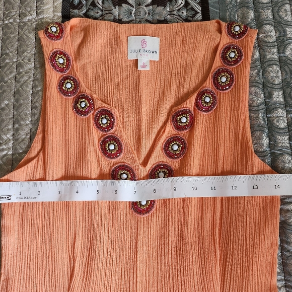 Stunning Tangerine Dress w/Exquisite Beadwork - Picture 9 of 12